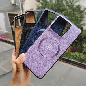 Litchi Texture Leather Magnetic Case For Motorola Edge 40 Neo 50 60 Pro 60S Fusion G35 G56 G86 For Magsafe Wireless Charge Cover