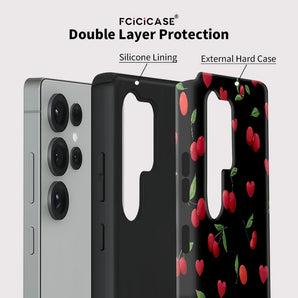 Fashion Acrylic Case For Samsung Galaxy S20 FE S23 Plus S24 Ultra S25 Cherry Love Heart Printing Protective Cover