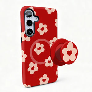 Magnetic Phone Holder Case For Samsung S26 S25 S24 S23 S22 S21 Plus Ultra 20 FE A15 A16 A26 A36 A56 17 INS Flower Cover