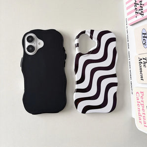 Art Glossy Wave Pattern Hit Color Stripe Phone Case For iPhone 17 16 15 14 13 12 Pro Max Shockproof Water Ripple Back Cover