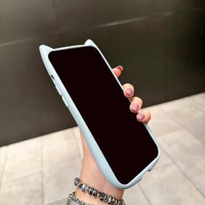 INS Cute 3D Cat Ear Claw Grip Tok Holder Phone Case for iPhone 17 Pro Max 16 15 14 13 12 11 Plus XS XR Acrylic Transparent Cover