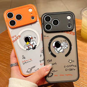 Cute Astronaut Pattern Magnetic Phone Case For iPhone 17e 17 16 15 14 13 Pro Max 17 Pro 16e For Magsafe Hard PC Matte Back Cover
