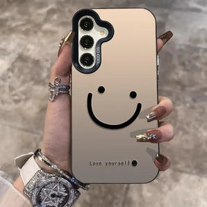 For Samsung Galaxy S26 S25 S24 S23 Ultra S22 Plus S21 FE Case Color Silver Smile Cheeks Cover For A57 A37 A17 A56 A55 A25 Funda