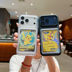 TCG Card Display Phone Case for iPhone TPU Shockproof Case Hold Pokemon Sport Star Card Collector Card Showcase Protective Cover