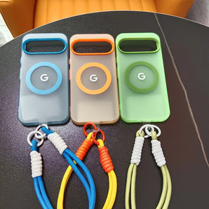 Wrist Lanyard Matte Candy Colored Magnetic Case For Google Pixel 9 8 Pro  XL 10a 9a 8a For Magsafe Charging PC Translucent Cover