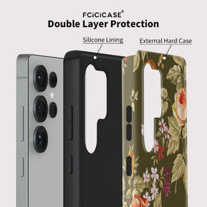 S25 S 25 Dual Layer Protective Phone Case For Samsung Galaxy S23 Plus S20 FE S24 Ultra A26 A56 A36 A16 Flower Fundas