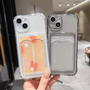 Transparent Card Bag Holder Phone Case For iPhone 17 Pro Max 11 12 13 14 15 16 18 Pro Max Air 7 8 Plus XR XS SE 2020 2022 Cover