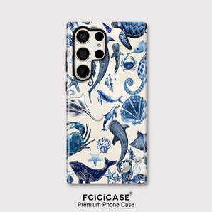 Matte Shockproof Phone Case For Samsung Galaxy S25 S26+ A56 A36 A26 A16 S20 FE S24 S23 Ultra Shark Sea Animals Cover
