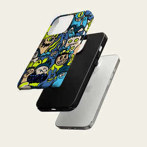 Neon Doodle Phone Case for IPhone 17 16 15 14 13 Pro Max Plus for Magnetic Single Double-layer Tough Case