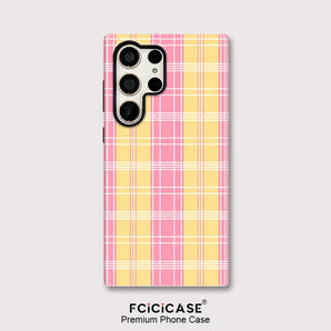 Fcicicase S25 Ultra Grid Pattern Phone Case For Samsung Galaxy S20 FE S23 Plus S24 A16 A26 A56 A36 Protective Bumper Capa
