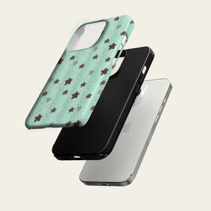 Mint Brown Star Phone Case For Magnetic for iPhone 17 16 15 14 13 12 11 Pro Max Plus Double-layer Anti-Drop Back Cover