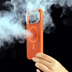 3D Honeycomb Cooling Magnetic Phone Case For iPhone 17 Pro Max 16 15 14 13 12 For Magsafe Shockproof Cover Metal Camera Frame