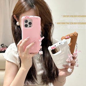 Funny 3D Cartoon Sleep Cat Phone Case For iPhone 11 12 13 16 14 15 Pro Max Plus Soft Silicone Cover With Hand Strap