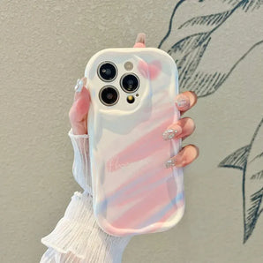 Candy Color Rainbow Phone Case For iPhone 16 15 14 13 12 11 Pro Max X XS XR SE 7 8 Plus Mini Funda 3D Wavy Curved Edge