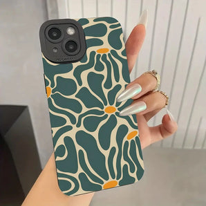 Floral & Geometric Patchwork Pattern Phone Case for iPhone 17 16 15 14 13 12 11 Pro Max XR XS Plus 16E SE 17Pro 16 15 Soft Cover