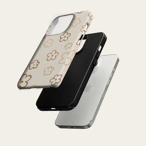 Warm Tan Light Floral Phone Case for IPhone 17 16 15 14 13 Pro Max Plus for Magnetic Single Double-layer Tough Case