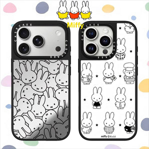 Kawaii Miffy Magnetic Phone Case Cartoon Lines and Miffy Rabbit Emoji 17Promax 17Air 16Pro 15Plus 14Promax 14Pro 13Promax 12 11