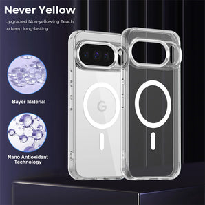Luxury High Transparent Magnetic For Magsafe Wireless Charging Case For Google Pixel 9A 10 Pro XL Solid Color Bumper Back Cover