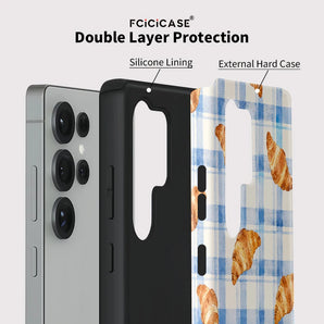 Anti-knock Phone Case For Samsung Galaxy S26 Edge S25+ A56 A36 S23 Ultra A26 A16 S24 Plus Bread Grid Pattern Cover