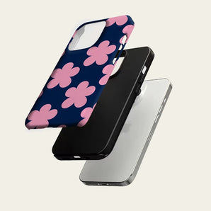 Navy Pink Geometric Phone Case For Magnetic for iPhone 17 16 15 14 13 12 11 Pro Max Plus Double-layer Anti-Drop Back Cover