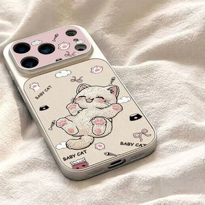 Case For iPhone 17 Cases iPhone 18 Pro Max Case Cute Embroidered Cat Phone Case For iPhone 16 15 14 Plus 13 12 11 16E 17E Cover
