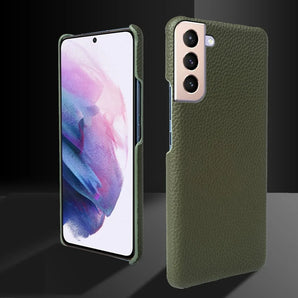 For SAMSUNG S21 CASE Litchi Texture Genuine Leather Cases S26FE S25Ultra S224 Plus S23 S22 Phone Cover Coque Protective Shell