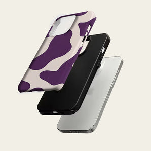 Purple Cream Cow Phone Case For Magnetic for iPhone 17 16 15 14 13 12 11 Pro Max Plus Double-layer Anti-Drop Back Cover