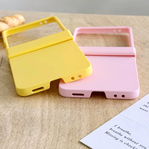 Solid Color Macaron Phone Case for Samsung Galaxy Z Flip 7 FE 6 5 4 3 Flip7 Flip6 Flip5 Hinge Protective Hard Shell Cover