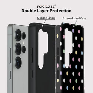 Circular Dots Print Phone Case For Samsung Galaxy S25+ S26 Edge A56 A36 A26 A16 S24 Plus S23 Ultra Double-layer Fundas