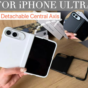 High-Level Black Phone Case for iPhone Ultra 18 Fold With Hinge Protection Bumper Elegant White Cases Cover for iPhone Ultra