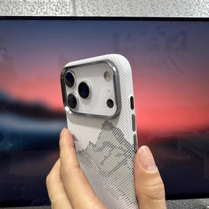 Magnetic Snow Mountain Case Cover for iPhone 17 16 Pro Max Matte Relief Hard PC Shell Camera Lens Protection Phone Capinha Funda