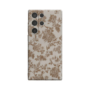 Beige Peony Phone Case for Samsung Galaxy S25 Ultra S24 S23 Ultra Plus Glossy Double-layer Back Cover