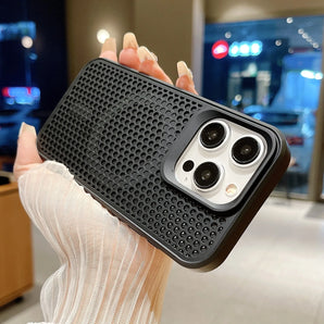 Magnetic For Magsafe Cooling Breathable Shell Case For iPhone 16 15 14 13 12 Pro Max Plus Shockproof Heat Dissipation Cover Case