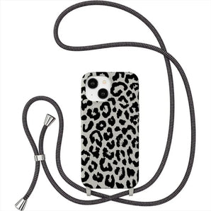 Leopard Print Case Strap for iPhone 17 16 15 14 12 11 Pro Max 13Mini XR Crossbody Shockproof Casing