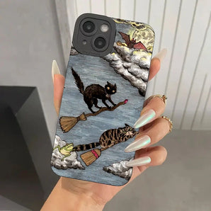 Cartoon Dark Funny Monster Cat Phone Case For iPhone 17 16 15 14 13 12 11 Pro Max X XS XR 16E 17E 7 8 15 16 14 Plus Soft Cover