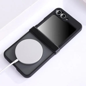 For Samsung Galaxy Z Flip 7 6 5 4 For Magsafe Case Transparent Hinge Folding Shockproof Magnetic Wireless Charging Cover Funda