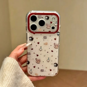 Korean INS Lovely Cat Pattern Phone Case For iPhone 11 12 13 14 15 16 17 18 Pro Max 18 Pro Cartoon Animals Protection Back Cover