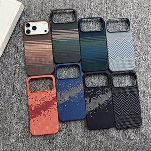 Carbon Fibre Pattern Frameless Phone Case for Apple IPhone 17 Air 16E 16 Plus 15 14 13 12 Pro Max Wireless Charging Slim Cover