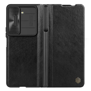 NILLKIN Qin Flip Leather Case for Samsung Galaxy Z Fold 5 with S-Pen Pocket Slide Camera Lens Cover Full Protection Phone Case