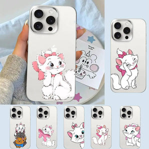 Cute M-marie Cat Phone Case For Transparent IPhone 17 Air 11 12 13 14 15 16 17 Pro Max Plus Shockproof Soft Cover