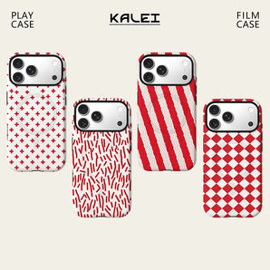 Red Minimal Geometric Phone Case For Magnetic for iPhone 17 16 15 14 13 12 11 Pro Max Plus Double-layer Anti-Drop Back Cover