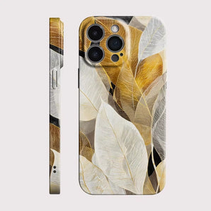 Vintage Golden Leaf Pattern Phone Case For iPhone 17 Air 16e 16 Pro Max 15 14 Plus 13 12 Mini 11 Pro XS Max Hard PC Back Cover
