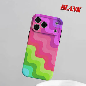 Rainbow Wavy Stripe Phone Case for iPhone 18 17 16 15 14 13 12 11 Air Pro Max Plus Double-layer Cover