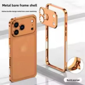 Metal Aluminum Alloy Phone Case Suitable for iPhone 17 16 15 14 13 Pro Max, Semi-Transparent Protective Cover, Metal Frame Phone Case, Specifically for Apple Users