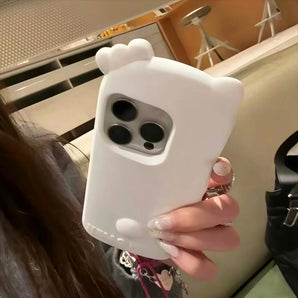 Korean INS Back View Hello Kitty Phone Case For iPhone 12 13 14 15 16 17 Pro Max Plus 17 Pro Shockproof Soft Silicone Back Cover