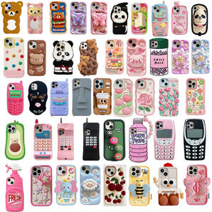 For iPhone 13, 13Pro, 13promax,3D soft silicone case for iPhone, shockproof Cover, shockproof skin shell, cute cartoon animal