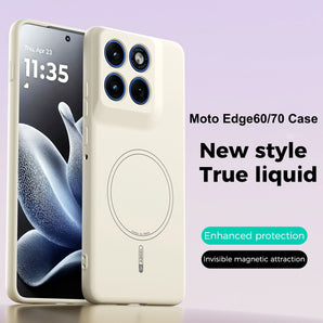 Genuine Magnetic Liquid Soft Silicone Case For Motorola Signature Shockproof Phone Cover For Moto Edge 60 70 Fusion Pro Bumper