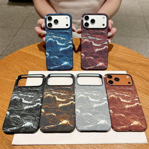 Wavy Pattern Colorful Kevlar PC Phone Case For iPhone 17 Air 15 16 Pro Max 14 13 For Magsafe Wireless Charging Ultra-Thin Cover