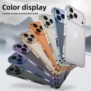 Metal Aluminum Alloy Phone Case Suitable for iPhone 17 16 15 14 13 Pro Max, Semi-Transparent Protective Cover, Metal Frame Phone Case, Specifically for Apple Users