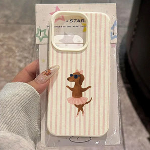 Funny Dancing Dachshund Pattern Phone Case For iPhone 11 12 13 14 15 16 17 Pro Max 14 15 Plus 17 Air X XS XR Soft Cover